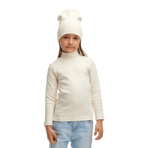 Водолазка и шапка светло-бежевая рибана