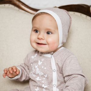 Чепчик Дюймовочка бежевый футер