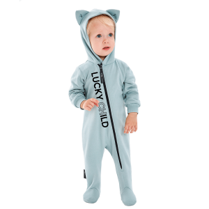 Комбинезон с ушками зелёный футер 0+