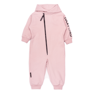 Комбинезон с ушками розовый футер 1+
