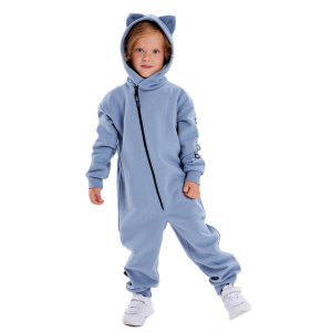 Комбинезон с ушками голубой футер 1+