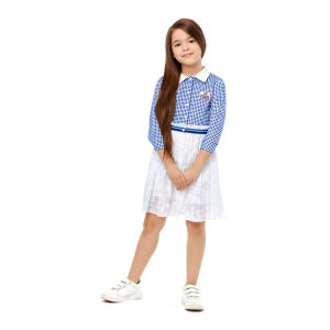 Платье Скажи ДА с длинным рукавом клетчатое