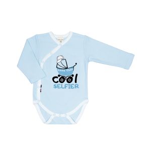 Боди Селфи с длинным рукавом голубой
