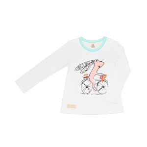 Футболка Заяц на велосипеде молочная