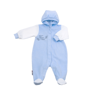 Комбинезон с капюшоном Ангелочки бело-голубой
