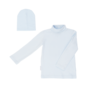 Водолазка и шапка голубая рибана