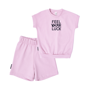 Комплект Оверсайз: футболка и шорты розовый