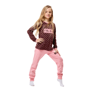 Пижама лонгслив и брюки горох