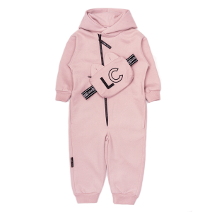 Комбинезон с сумкой розовый футер 1+