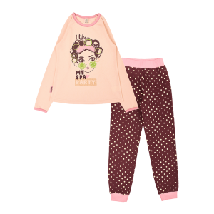 Пижама лонгслив и брюки бежевая