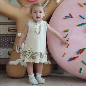 Платье Цветочки экрю