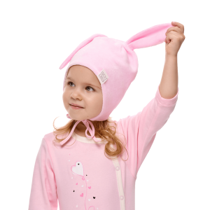 Шапка-зайчик Велюр розовая