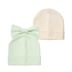 Комплект шапок 2 шт.: светло-зелёная, экрю.