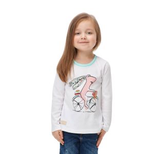 Футболка Заяц на велосипеде молочная