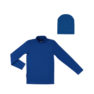 Водолазка и шапка синяя рибана