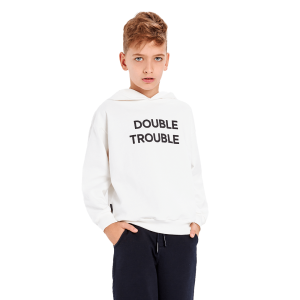 Толстовка с капюшоном Мама знает как! молочная «DOUBLE TROUBLE»