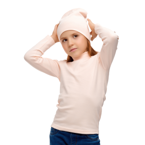 Водолазка и шапка бежевая рибана