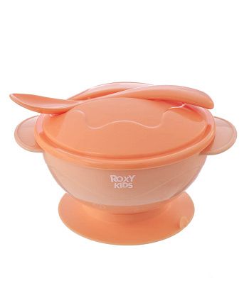 Фото Набор для кормления ROXY-KIDS тарелка на присоске, крышка и ложка