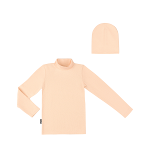 Водолазка и шапка бежевая рибана