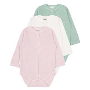 Комплект боди с длинным рукавом Ажур 3 шт. пудра