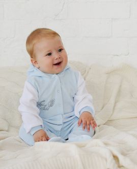 Комбинезон с капюшоном Ангелочки бело-голубой