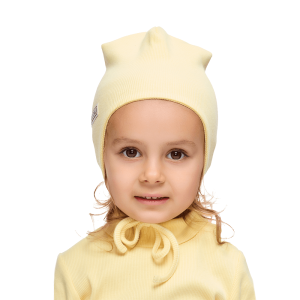 Шапка с завязками светло-жёлтая кашкорсе