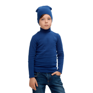 Водолазка и шапка синяя рибана