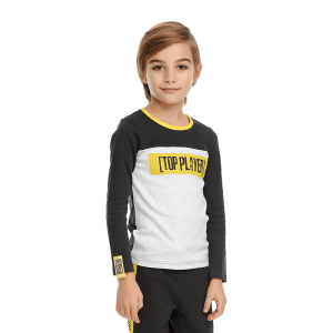 Футболка длинный рукав Пазл серая