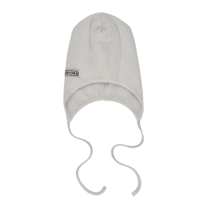 Шапка с завязками светло-серая кашкорсе