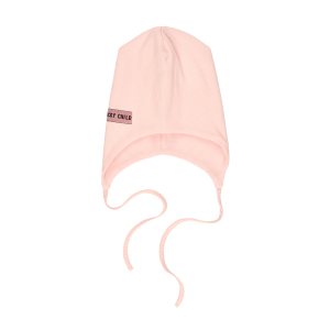 Шапка с завязками светло-розовая кашкорсе