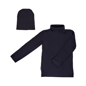 Водолазка и шапка тёмно-синяя рибана