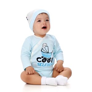 Боди Селфи с длинным рукавом голубой