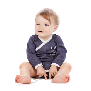 Боди с длинным рукавом Милые кролики серый