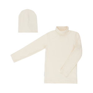 Водолазка и шапка светло-бежевая рибана