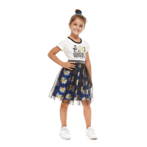 Платье Любит - не любит молочное с фатином