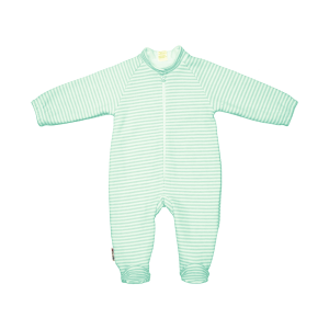 Комбинезон на подкладке Полоски бело-зелёный