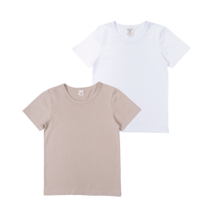 Комплект футболок 2 шт. белая-бежевая