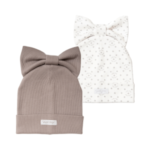 Комплект шапок 2шт.: звёзды, бежевая.