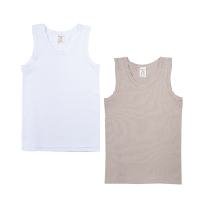 Комплект маек 2 шт. белая-бежевая