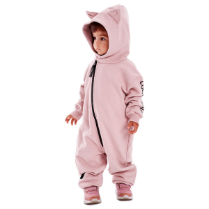 Комбинезон с ушками розовый футер 1+