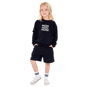 Шорты Мама знает как! черные футер