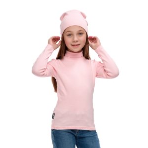 Водолазка и шапка персиковая рибана