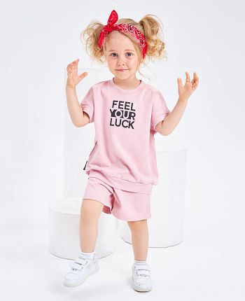 Фото Комплект Оверсайз: футболка и шорты розовый