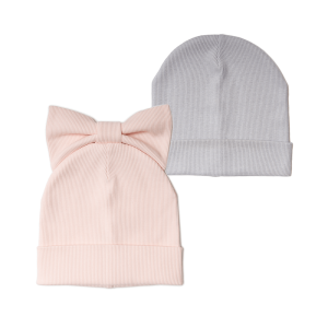 Комплект шапок 2шт.: светло-розовая, серая.