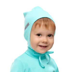 Шапка с завязками мятная кашкорсе