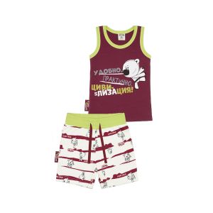 Пижама с шортами МИ-МИ-МИШКИ© бордовая