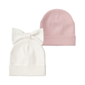 Комплект шапок 2шт.: молочная, розовая.
