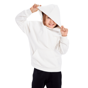 Толстовка с капюшоном Мама знает как! молочная с карманом 7+