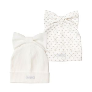 Комплект шапок 2шт.: сердца, молочная. Комплект шапок 2шт.: сердца, молочная.