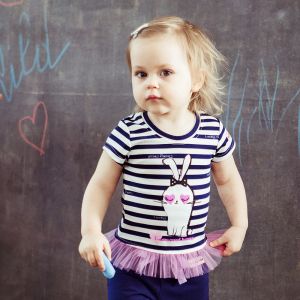 Футболка с юбочкой в полоску Любимая девочка